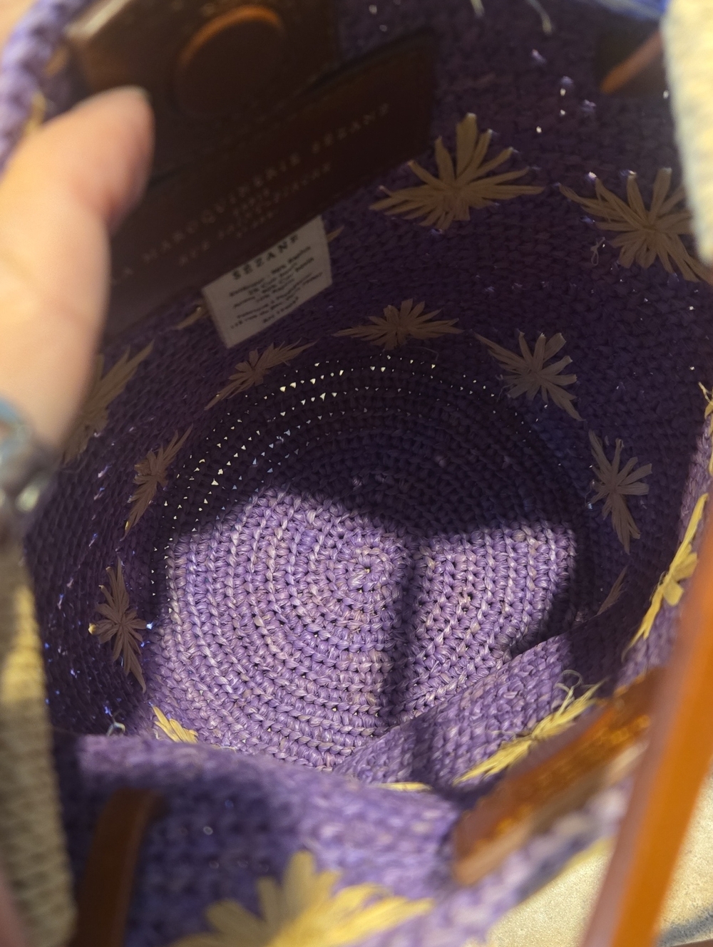 La Maroquinerie Sezane Paris Purple Raffia Bucket Shoulder/Crossbody Bag - Picture 10 of 13